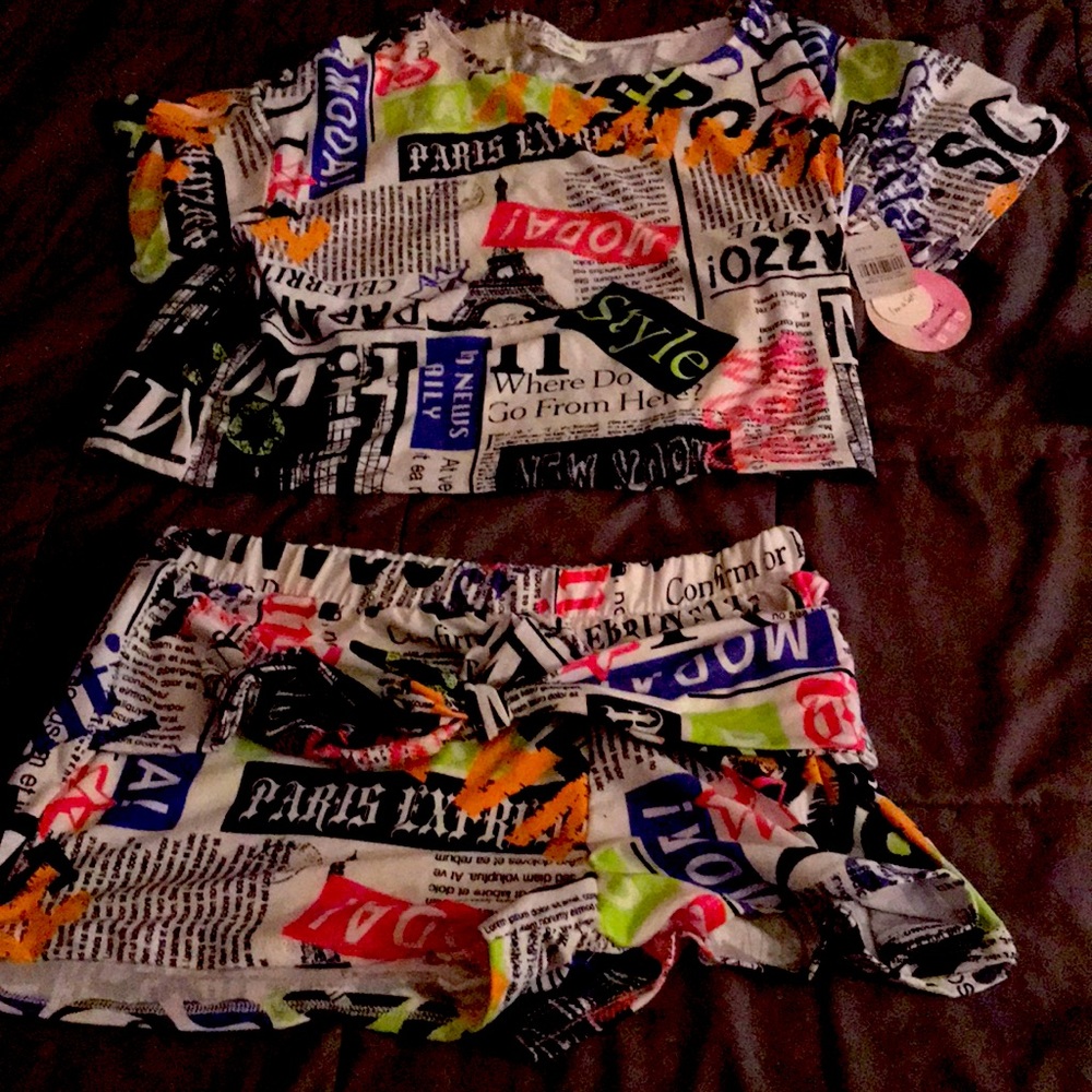 Two piece shorts crop top